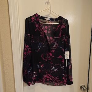 1. State Black and Pink Floral Blouse